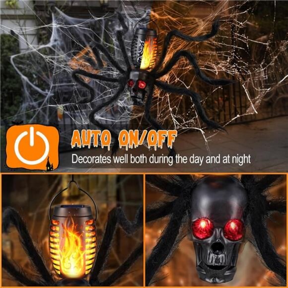 Halloween Skull Flame Lights with 8 Spider Tentacles 2...